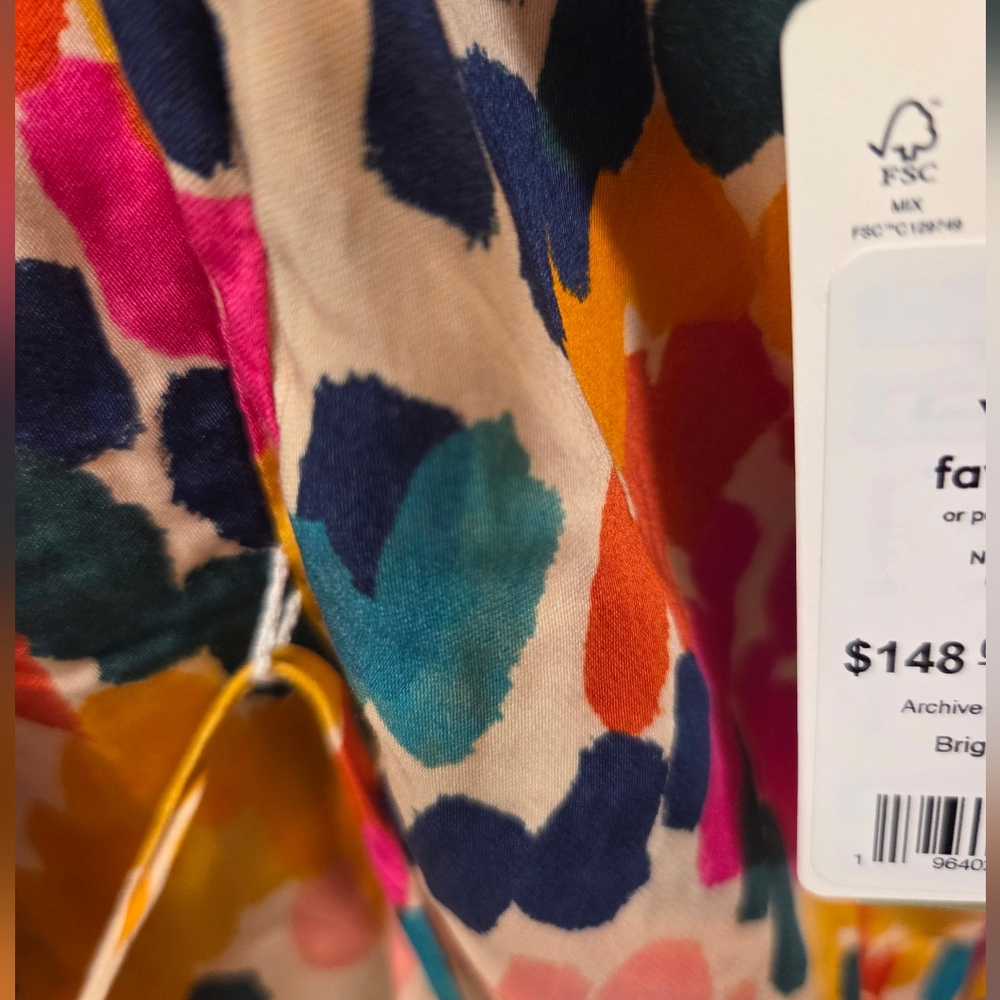 NWT - Marine Layer Tencel Bright Multicolor Archive Emma Wrap Midi Dress-Size XL - Picture 14 of 16